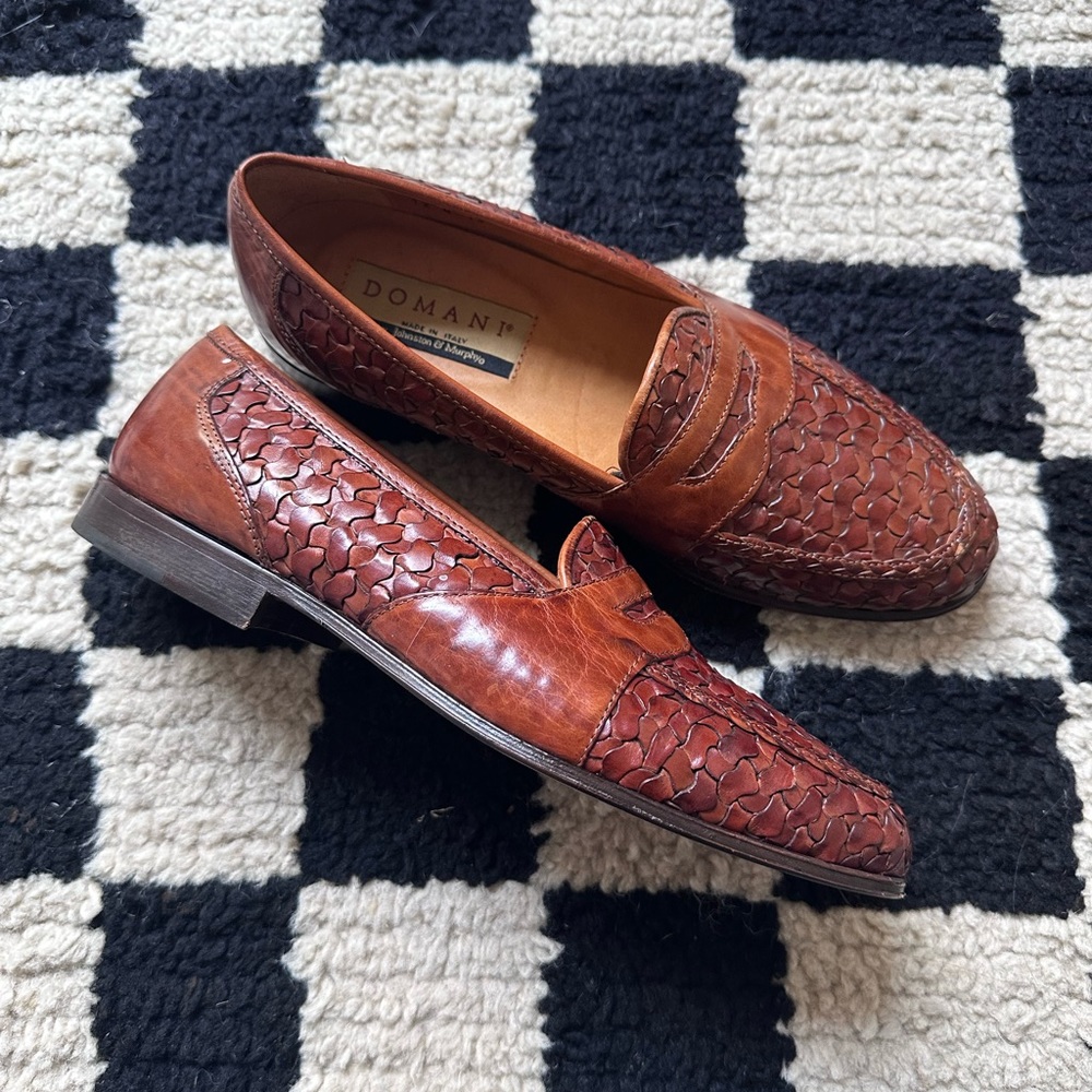Vintage Domani Woven Italian Leather Loafers - Size 8.5